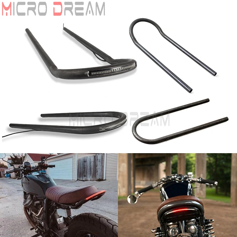 Steel Cafe Racer 7/8'' Tube Rear Seat Frame Hoop Loop W/ LED Light Universal For Harley Yamaha Honda Suzuki Kawasaki Ducati BMW