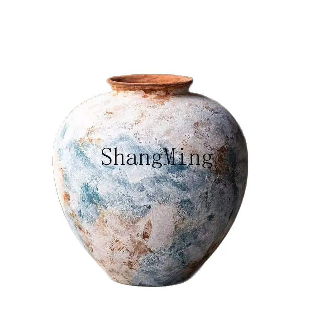 

DSA ceramic vase high-end sense living room entrance pure handmade coarse pottery koi light luxury flower utensils Huaxi