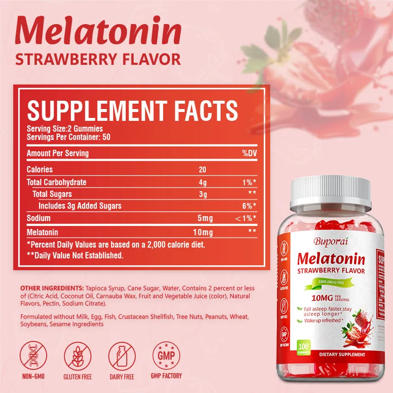 Melatonin Gummies 10mg - Relieve Insomnia, Help Improve Sleep Quality, Reduce Waking Time, Help Deep Sleep Improving Insomnia