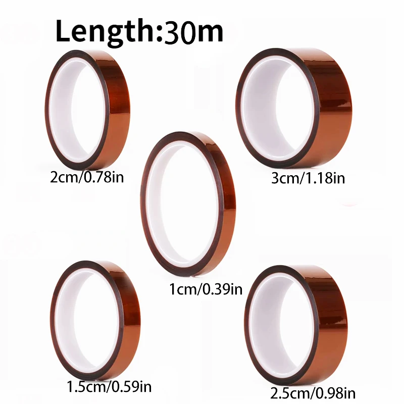 30m Long Gold Finger High Temperature Resistant Tape Polyimide Tape Multi Size Pet Anti Static Lithium Battery Insulation Tape image 5