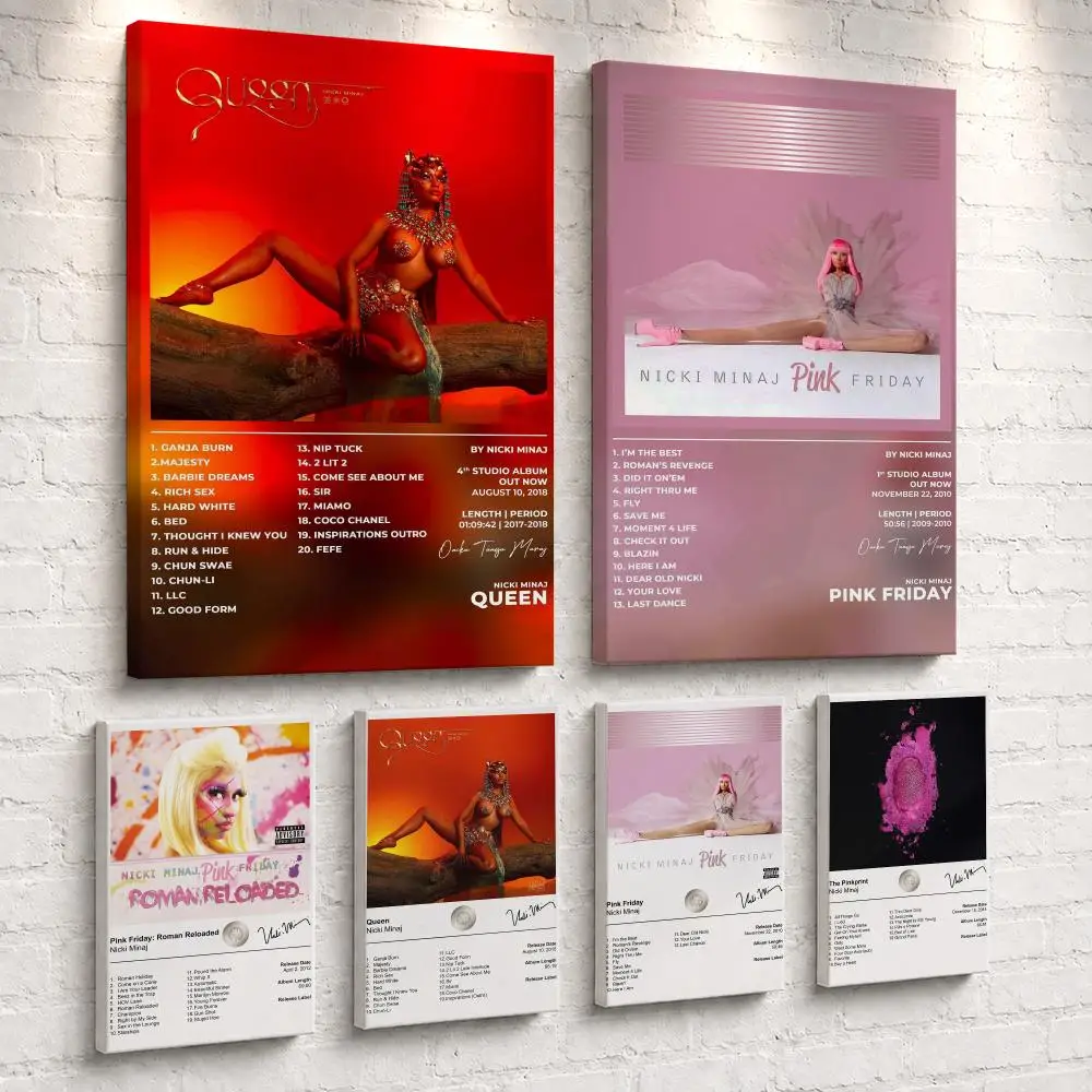 Singer Album N-Nicki M-Minaj Framed Wall Painting Ready to Hang Canvas Poster for Bedroom Living Room Hallway Home Decor Gift