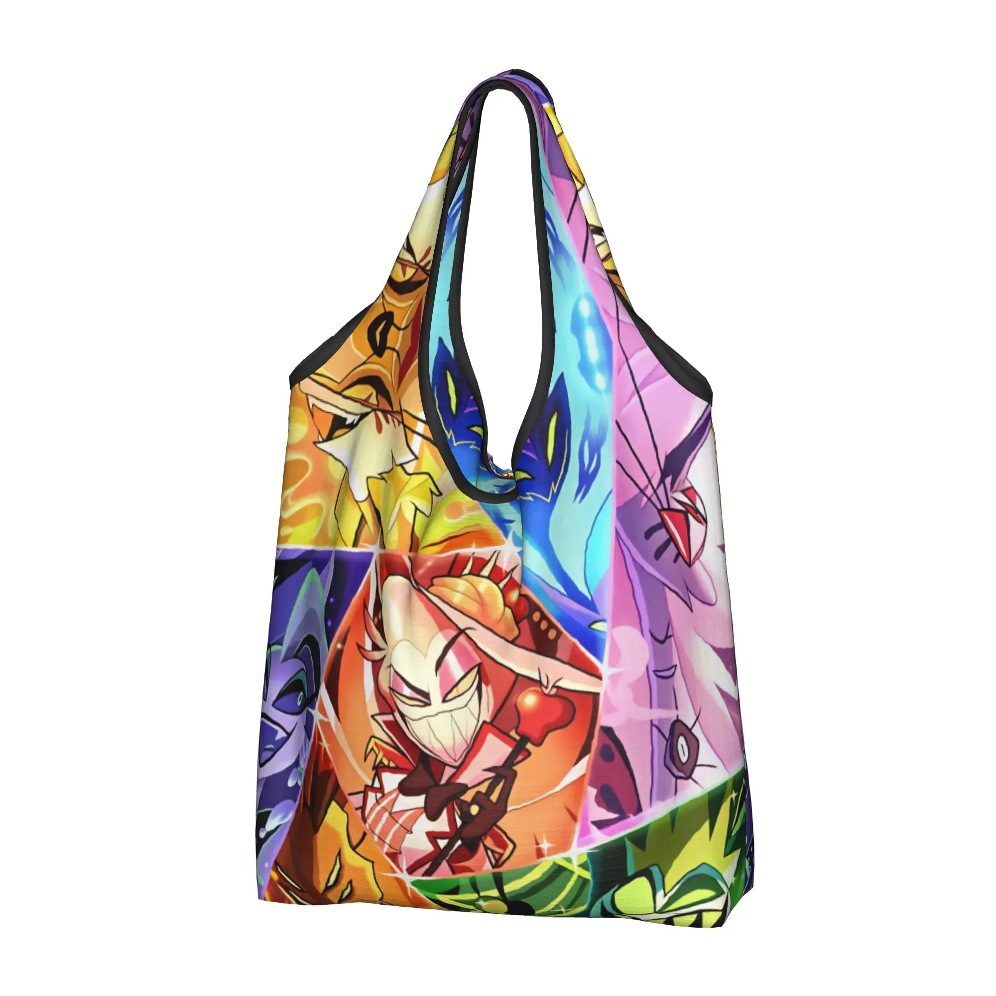 Fashion Printing Hazbin Hotels Lucifer Morningstar Tote Shopping Bag Portable Shoulder Shopper Samael Mammon Handbag