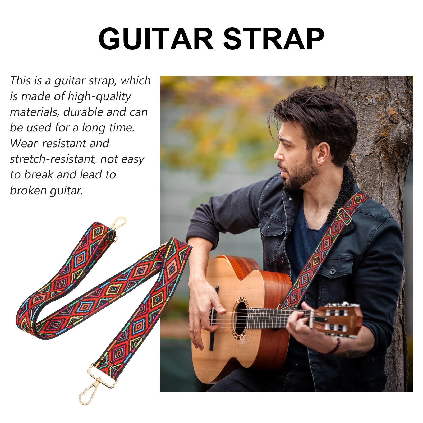 

Guitar Handbag Banjo Strap Nylon Accessories Adjustable Length Metal Buckle Dirt Resistant Easy Clean Outdoor