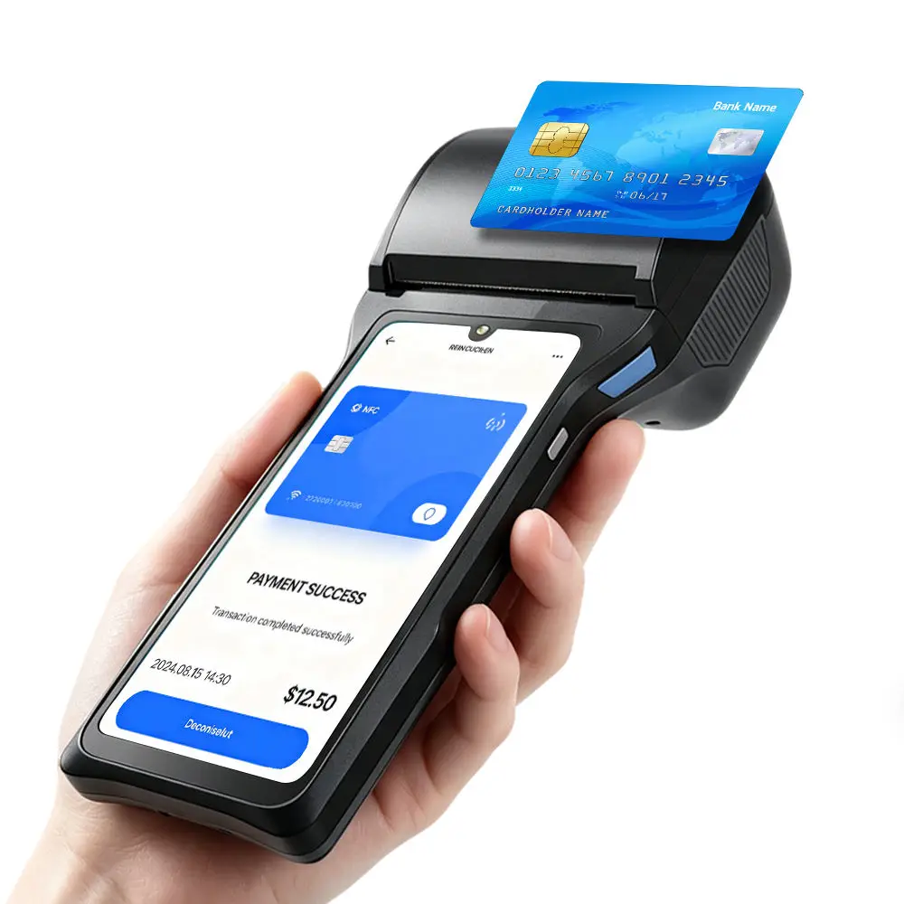 Android 14 POS Terminal 6.26-inch Touch Screen 4G Mobile Payment Cash Register with NFC Camera Scanner 80mm Thermal Printer