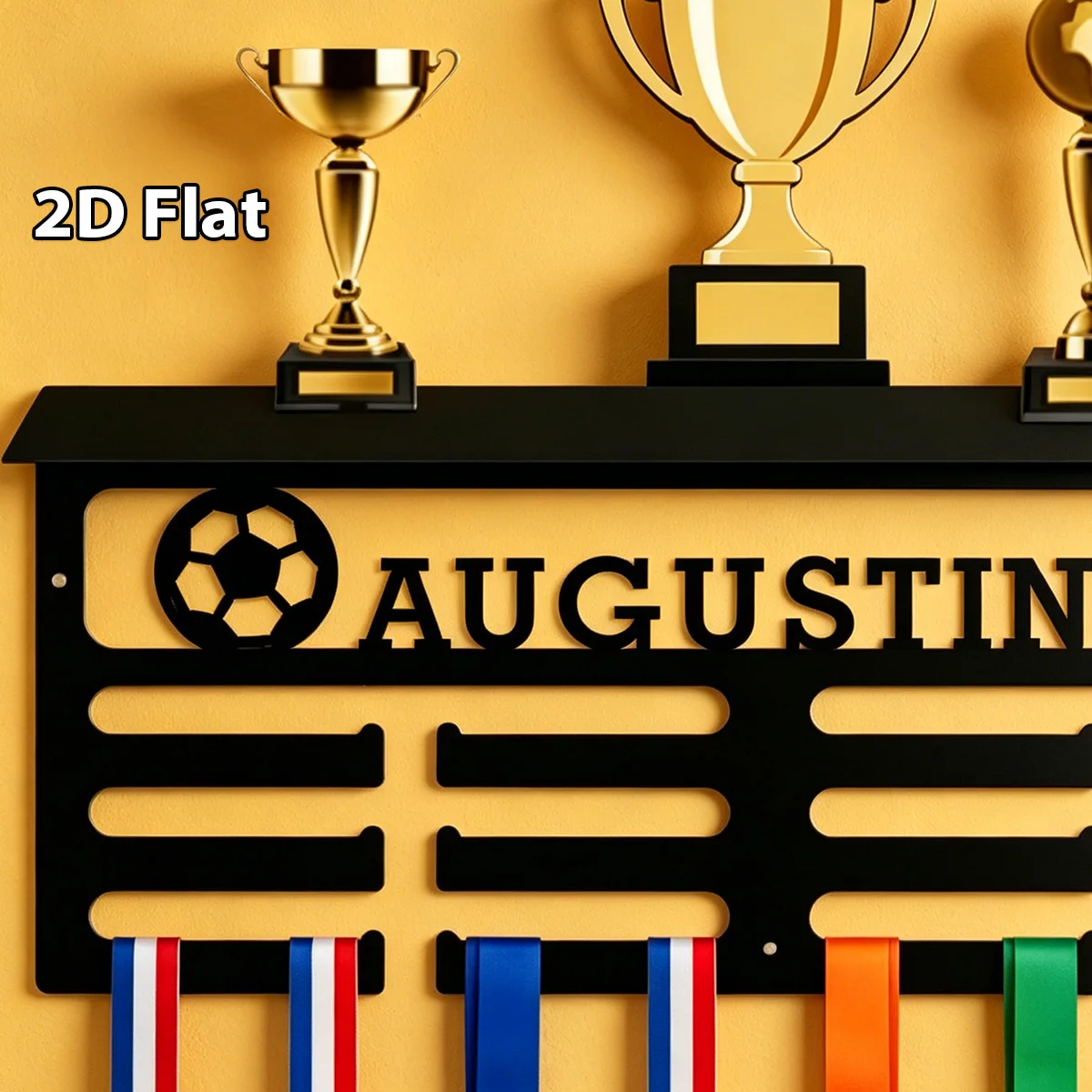 1Pc Custom Cool Football Metal Medal Holder Rack, Hang Metal Wall Art, Home Decor Sports Award Rack Storage Rack, Birthday Gift