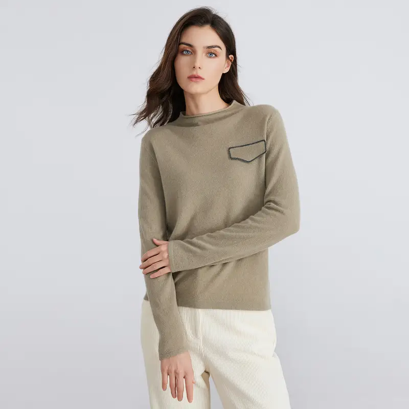 BC799 High-quality Luxury Brand Women's Clothing Half Turtleneck Pullover Knitted Sweater 94% Cashmere Wool - Image 2