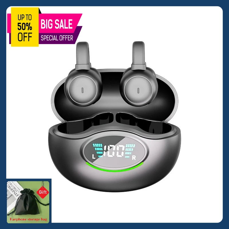 

Bluetooth earphones with noise reduction that can't shake off, ultra long battery life wireless sports earphones Ear clip