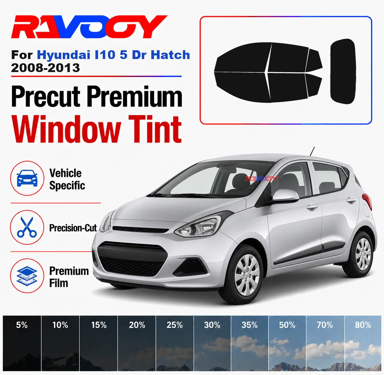premium-precut-window-tint-kit-front-windows-rear-windows-rear-windshield-for-hyundai-i10-5-dr-hatch-2008-2013-nano-ceramic-film