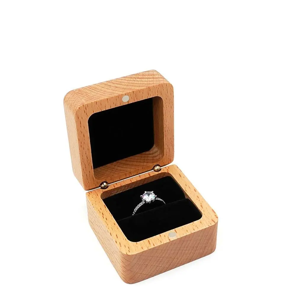 

Velvet Wood Rings Box Exquisite Ear Studs Case Earrings Display Tray Retro Jewlery Organizer Ring Earring Holder