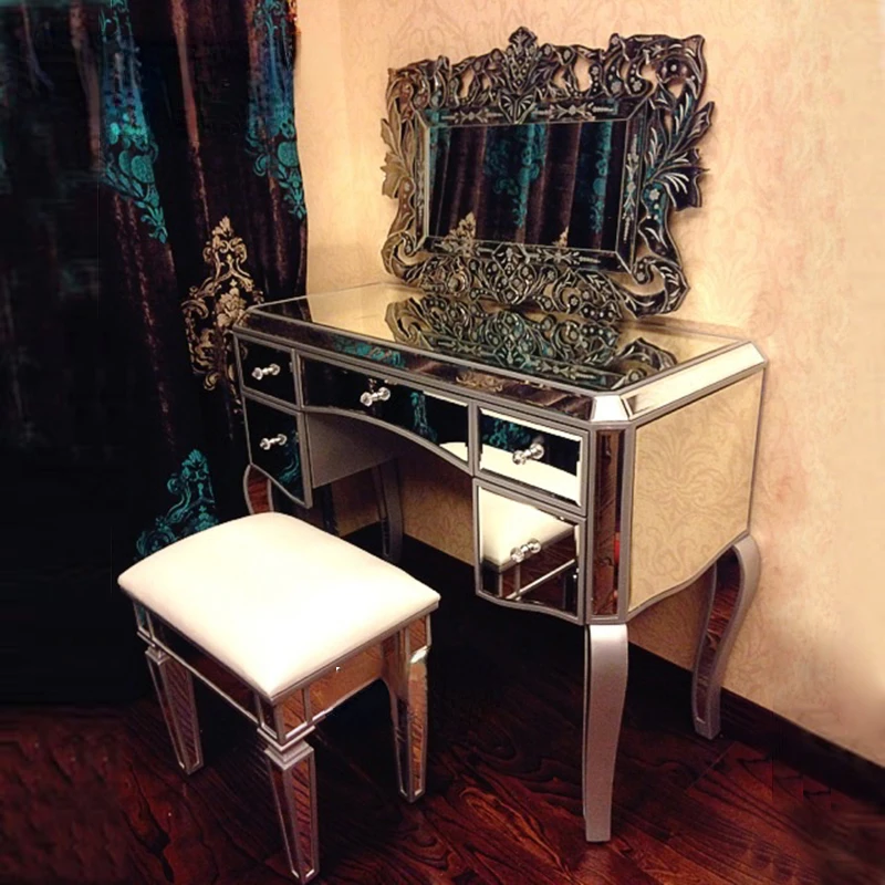 

Mirror Dresser Glass Furniture Makeup Table Mirror Furniture European Silver White