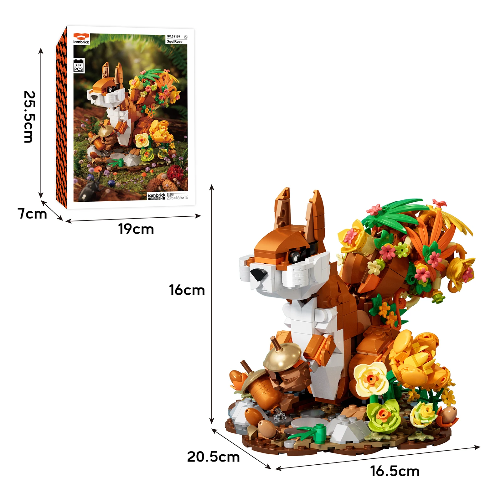 737PCS SquiRose Building Blocks Flower Animals Series Flower-tailed Squirrel Model Pretty Home Decor Assembly Toy Cute Girl Gift