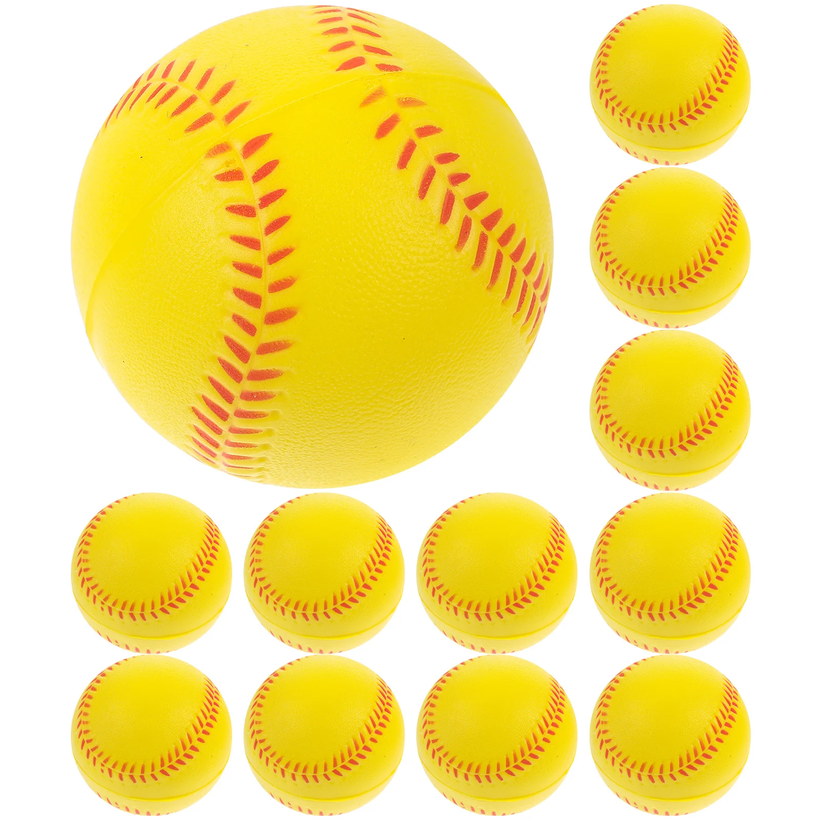 

12 Pcs Soft Baseball PU Training Balls Flexible Foam Yellow Outdoor Toys Kids Play Squeeze Balls