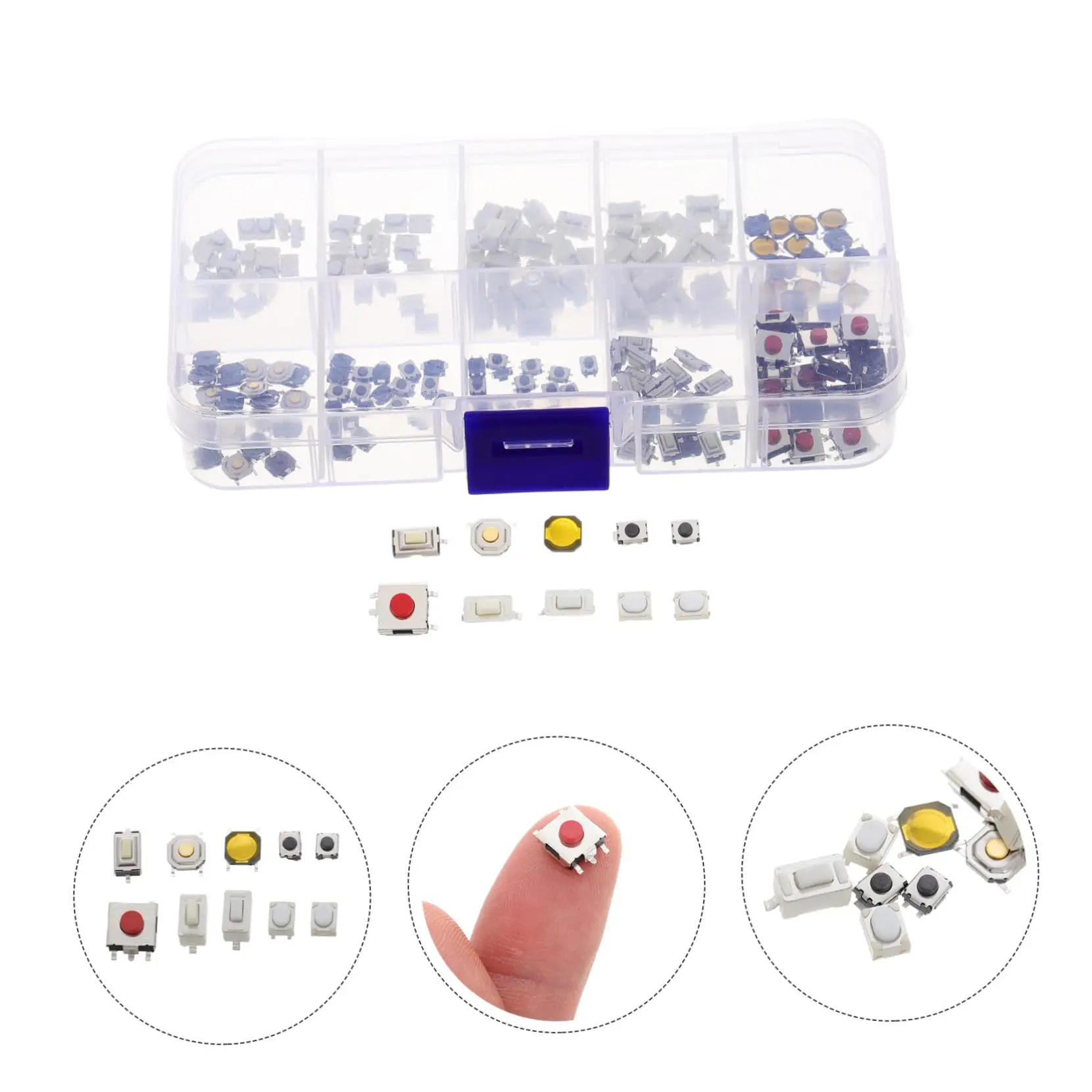 100/200/250pcs 10 types of miniature momentary tactile button switch trigger combination kit suitable for car remote key with pl