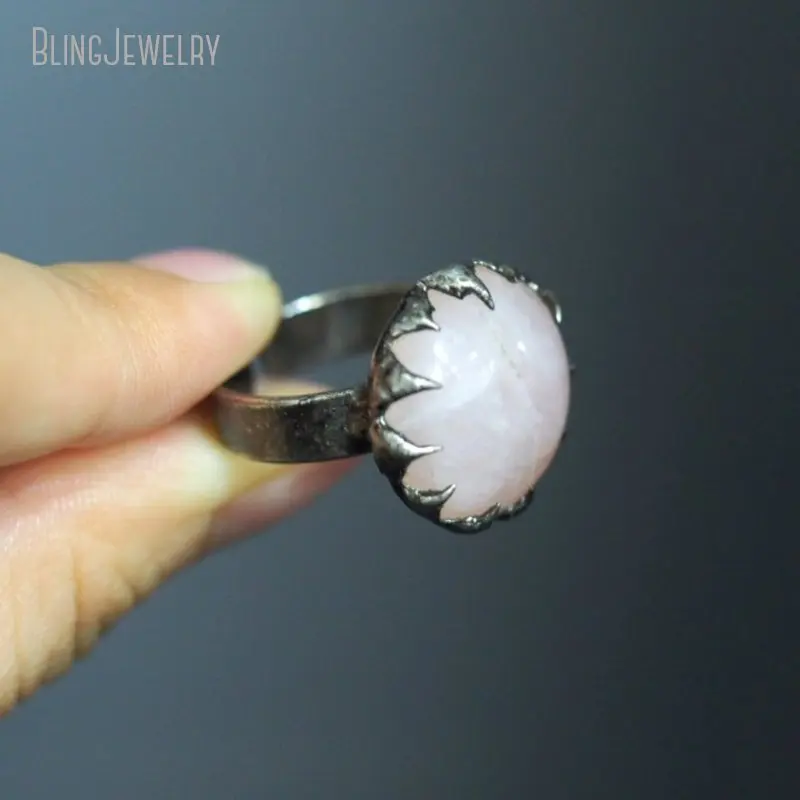 10pcs Claw Rose Quartz Crystal Gemstone Women Adjustable Ring Goth Witch Boho Talisman Jewelry