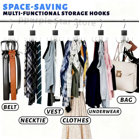 1/2PCS Large Capacity Multifunctional Swivel 6 Jaw Hook Hanger - Wardrobe Storage Hanger for belts, vests, ties and scarves