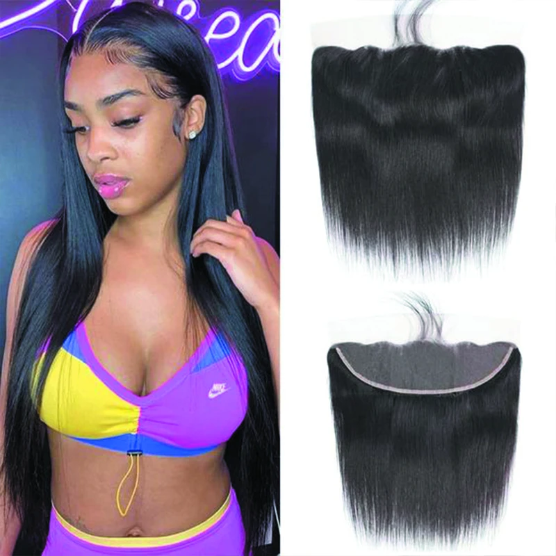 

100% Virgin Human Hair Invisible Real Hd Lace Frontal Brazilian Straight Hair Closure With Baby Hair Natural Black Free Part