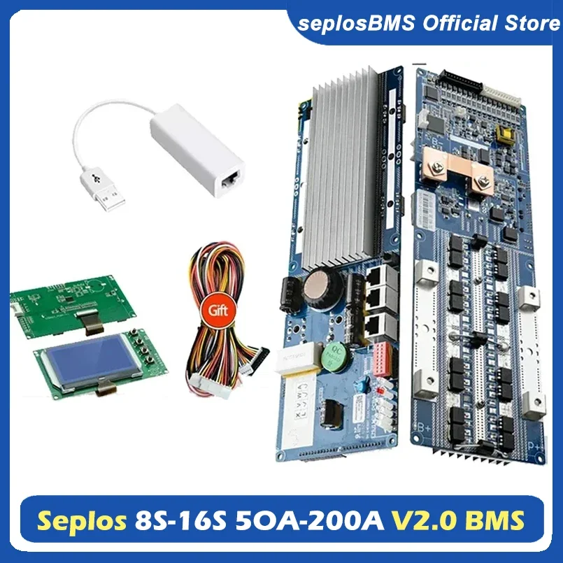 

Seplos New Smart BMS Support Board Bluetooth Li-ion LiFePo4 CAN RS485 Communicate To Inverter 48V 13S 14S 15 16S 100A 150A 200A