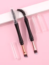 mini dual ended makeup brush eyeshadow brush eyeliner brush with dust-proof cover Microbrush eyelashes eyebrow brush