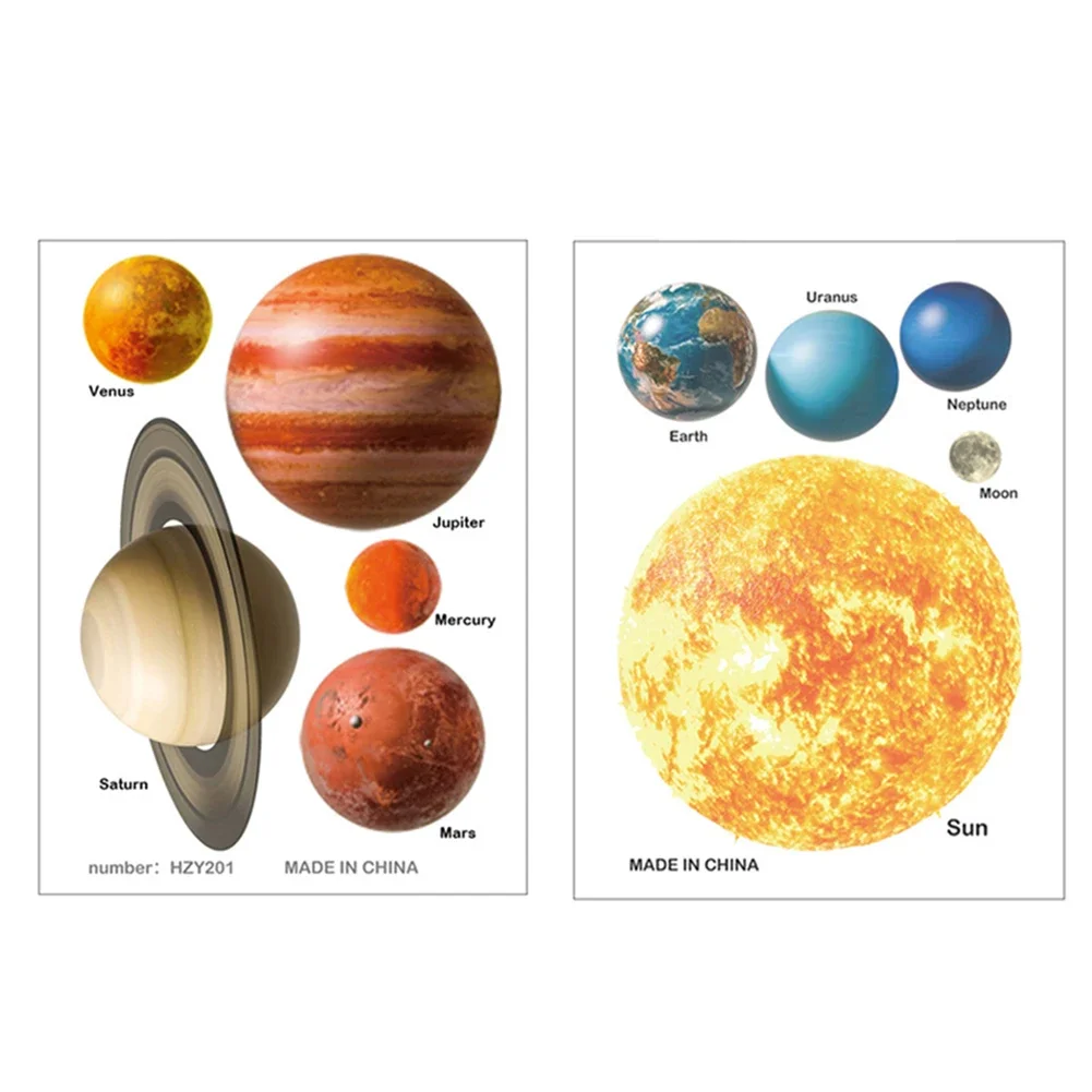 8Pcs/Set 8 Planet Solar System Wall Stickers Luminous Planets Dark Fluorescent Decals Space Planets Children Room Decor Stickers