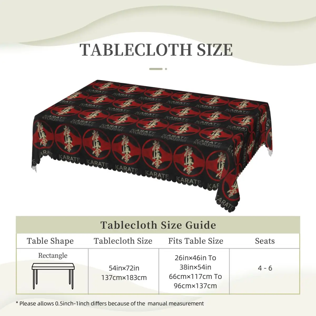 Kyokushin Karate Bushido Values Tablecloth Restaurant Kitchen Rectangular Tablecloth Festival Party Outdoor Dining Table Cover