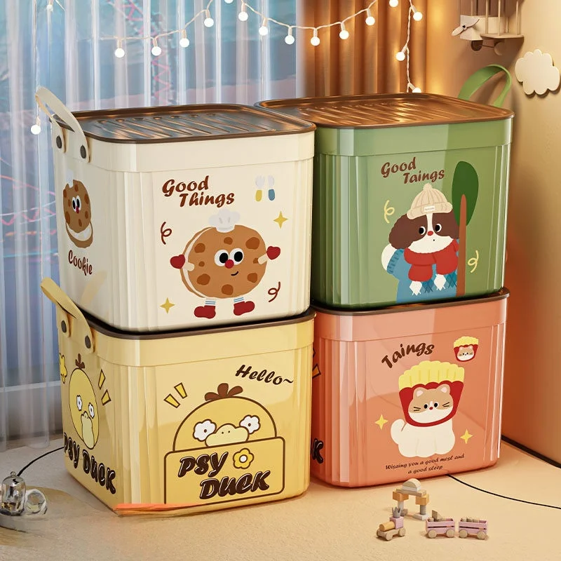 

Multifunctional Storage Box with Lid for Living Room Home Use Organizer Toy Sna Storage Box Cartoon Sle PP Material