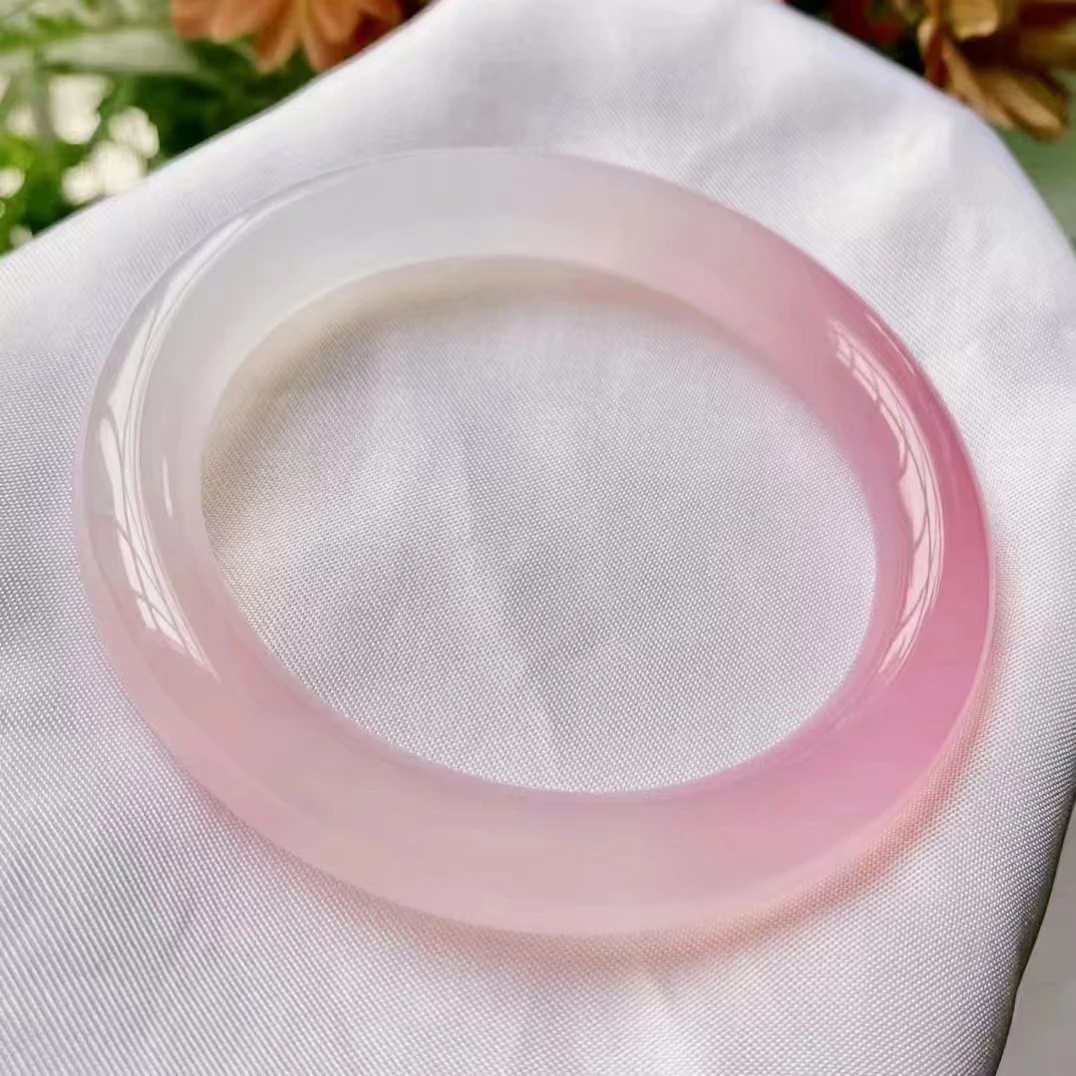 High Quality Delicate Elegant Natural Jade Bracelet Ice Clear Perfect Gradient Pink Bangle Fine Handring Exquisite Noble Jewelry