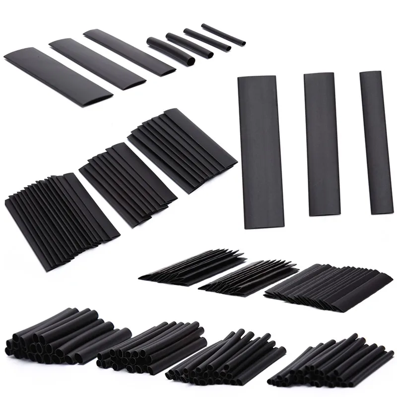 Fashion 127Pcs Black Glue Weatherproof Heat Shrink Sleeving Tubing Tube Assortment Kit