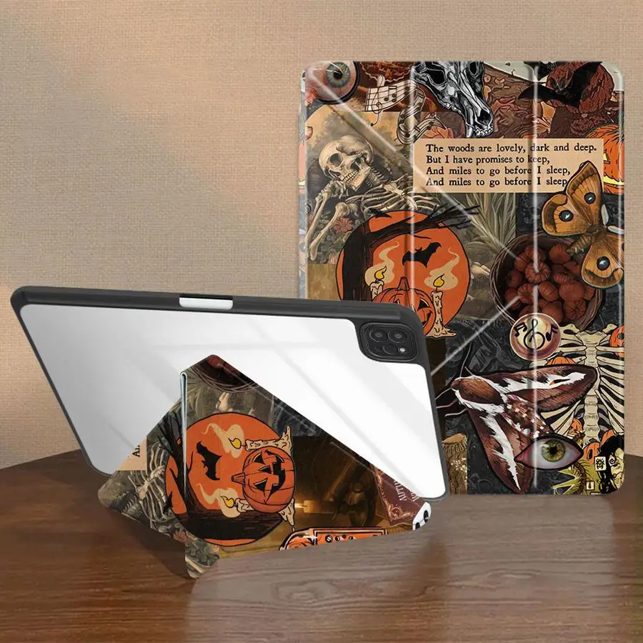 Skeleton Ghost Retro With Pen Slot Cover Tablet Case For iPad 11th Mini 7 6 5 Air 8 M2 M3 3 Pro M4 13 2025 2026 12th 9th 10th