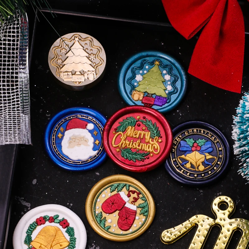 

Cute Santa Claus Lacquer Seal Gingerbread Man Christmas Tree Wax Seal Brass Material Hand Tent Decoration Envelope Gift