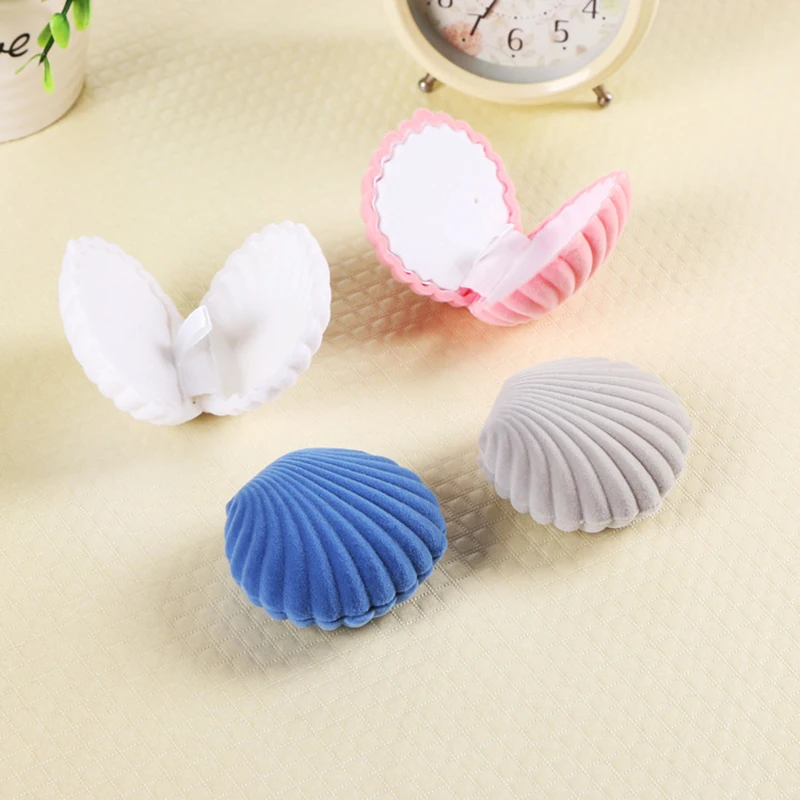 Flocking shell jewelry box Korean version personality stud earrings box Necklace locket ring box 5 MOQ