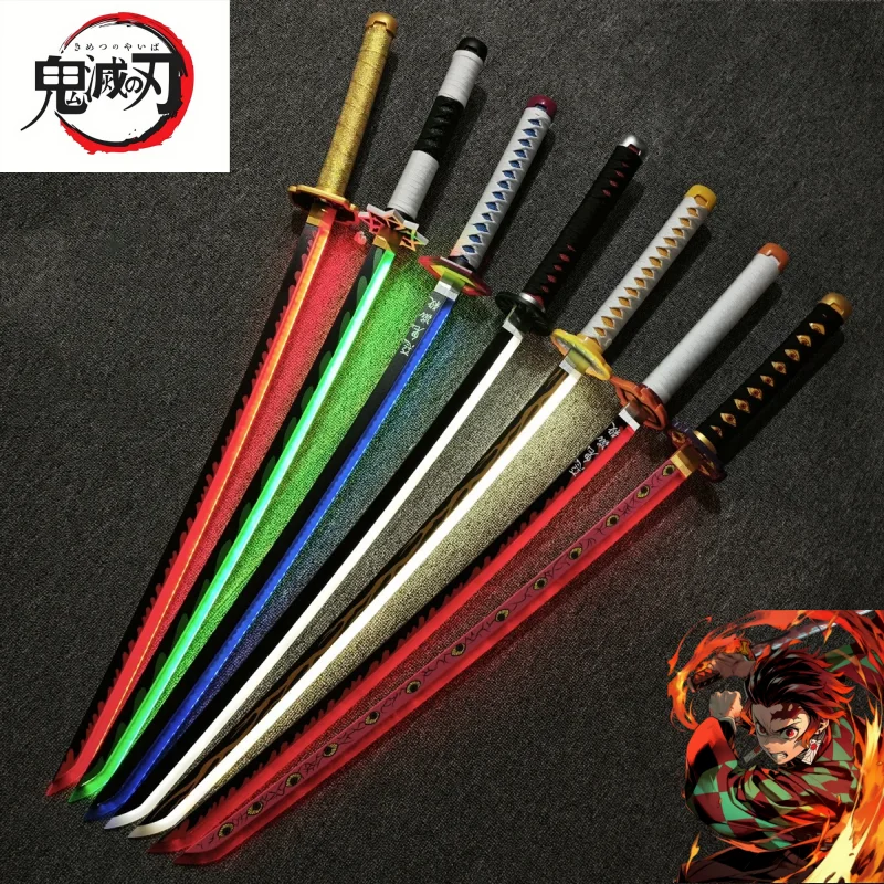 Épée lumineuse Katana LED de 104cm, accessoire de Cosplay Anime Kimetsu No Yaiba, taille réelle, sabre de samouraï japonais Katana Demon Slayer