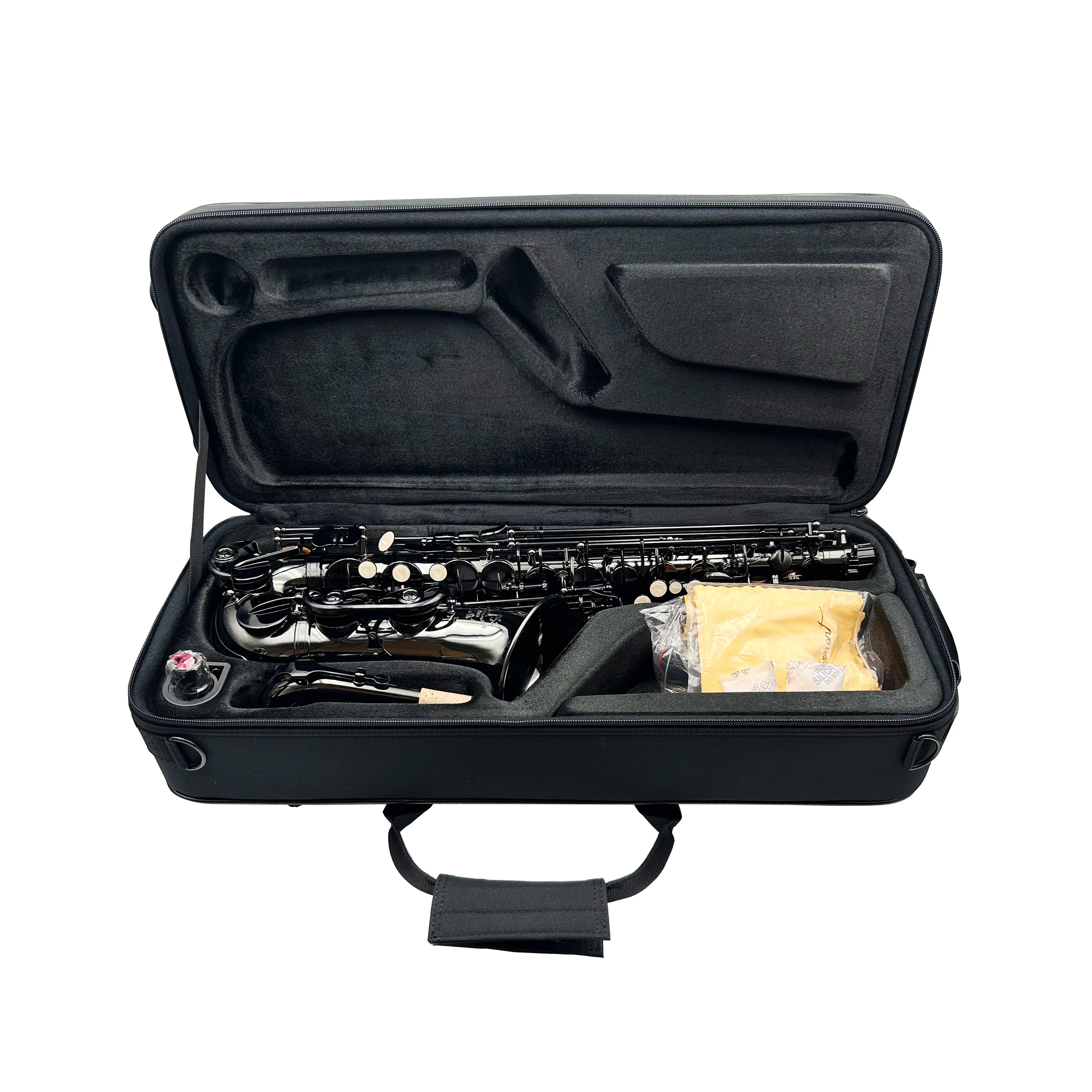 

Professional Alto Saxophone JYAS102DBNB Tone Black Nickel Body Silver Keys Foldable Adjustable Woodwind For Musicians