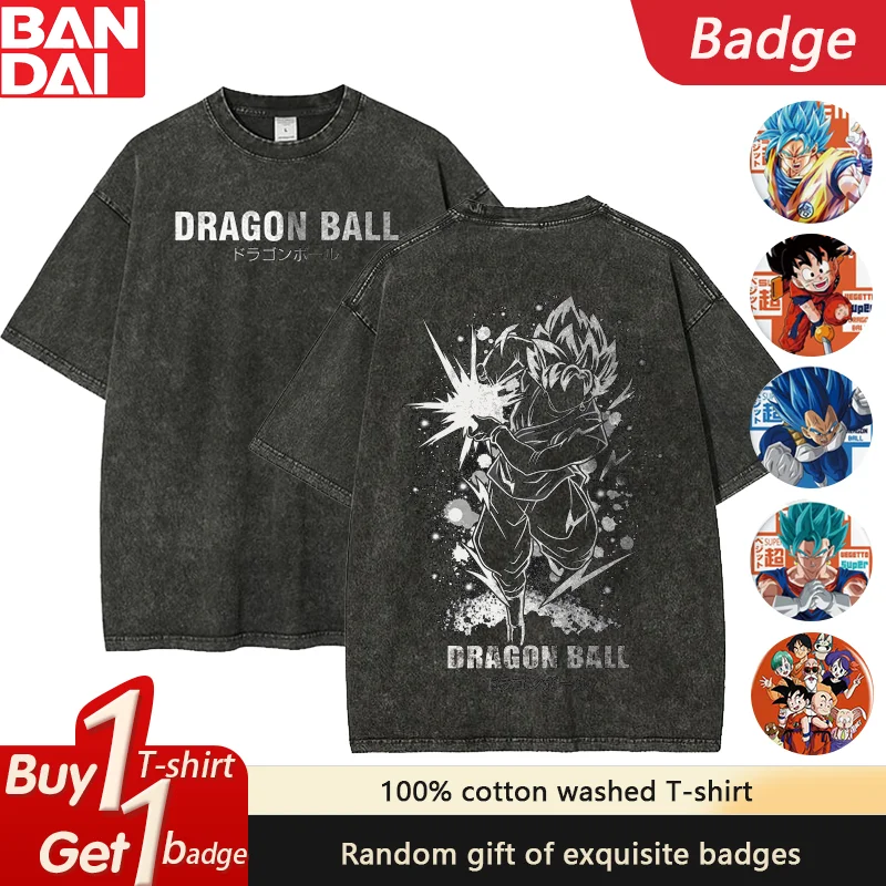

Anime Gift Dragon Ball Printed T Shirts Man Summer Vintage Washed Women's Oversized Short Sleeved Tees Harajuku Y2k Clothes Tops