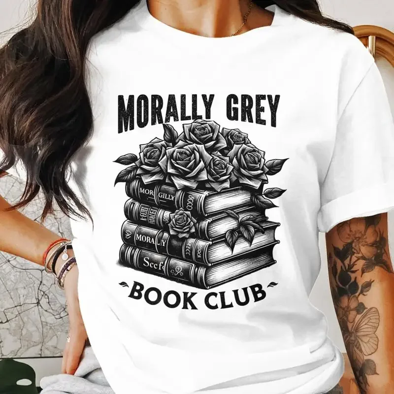 17 Morally Grey Book Club T Shirt Fun Lover Stack of Books a