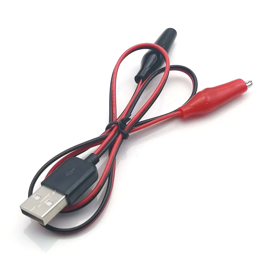 58CM Metal Alligator Clip Crocodile Electrical Clamp for Testing Probe Crocodile Test Clip to USB Adapter Multimeter Car Home