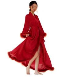 InDispensLingerie-Robe de Luxe en Satin pour Femme, Vêtements de Nuit Décontractés, Kimono en IQUE dex, Longueur au Sol, pour Mariée