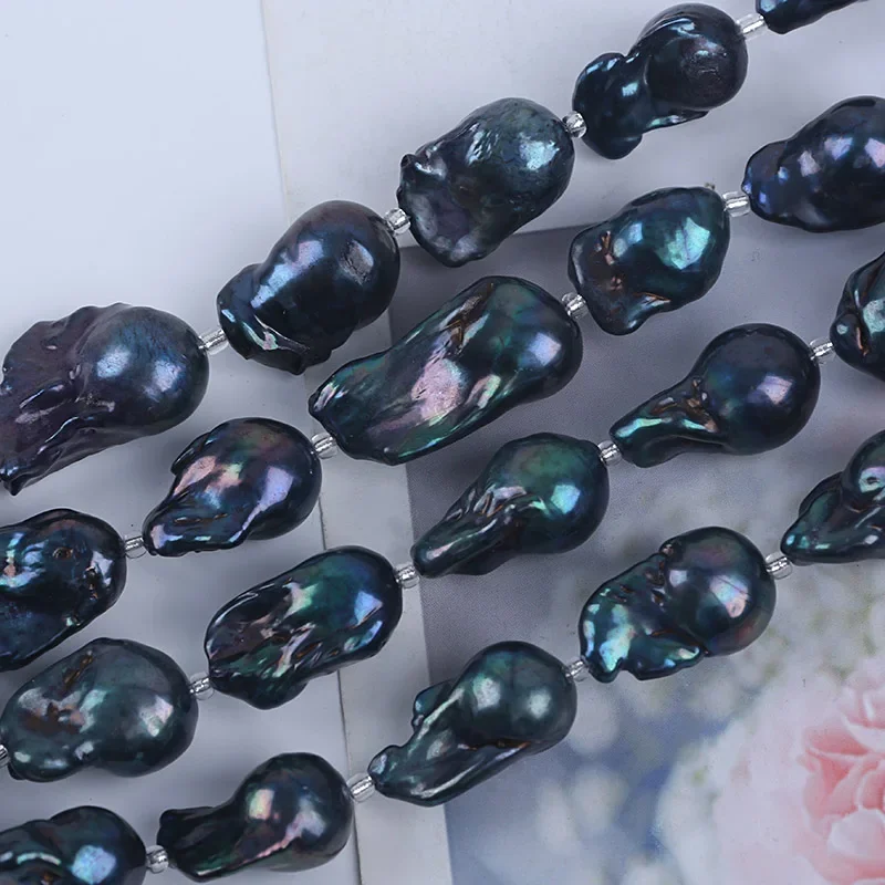 14-18mm black fireball baroque cultured freshwater pearl 18cm short strands for jewelry making