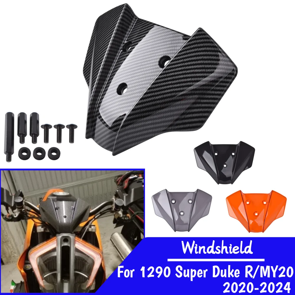 

For Duke 390 125 250 2024 2025 Windshield Windscreen For KTM 1290 Super Duke R 2020-2023 Front Wind Shield Screen Air Deflectors
