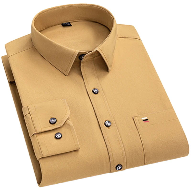 

Мужская приталенная рубашка с длинным рукавом, легкая однотонная повседневная деловая рубашка на весну и лето, офисная мода, модные рубашки S-7XL