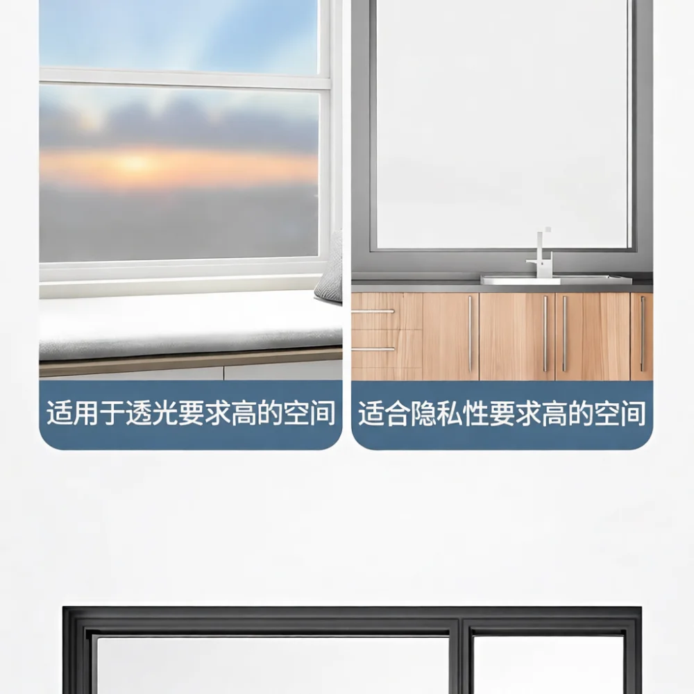 Decorative Frosted Window Film Privacy Glass Sticker Opaque Sun Blocking Static Cling Tint For Home Office Window Decoration