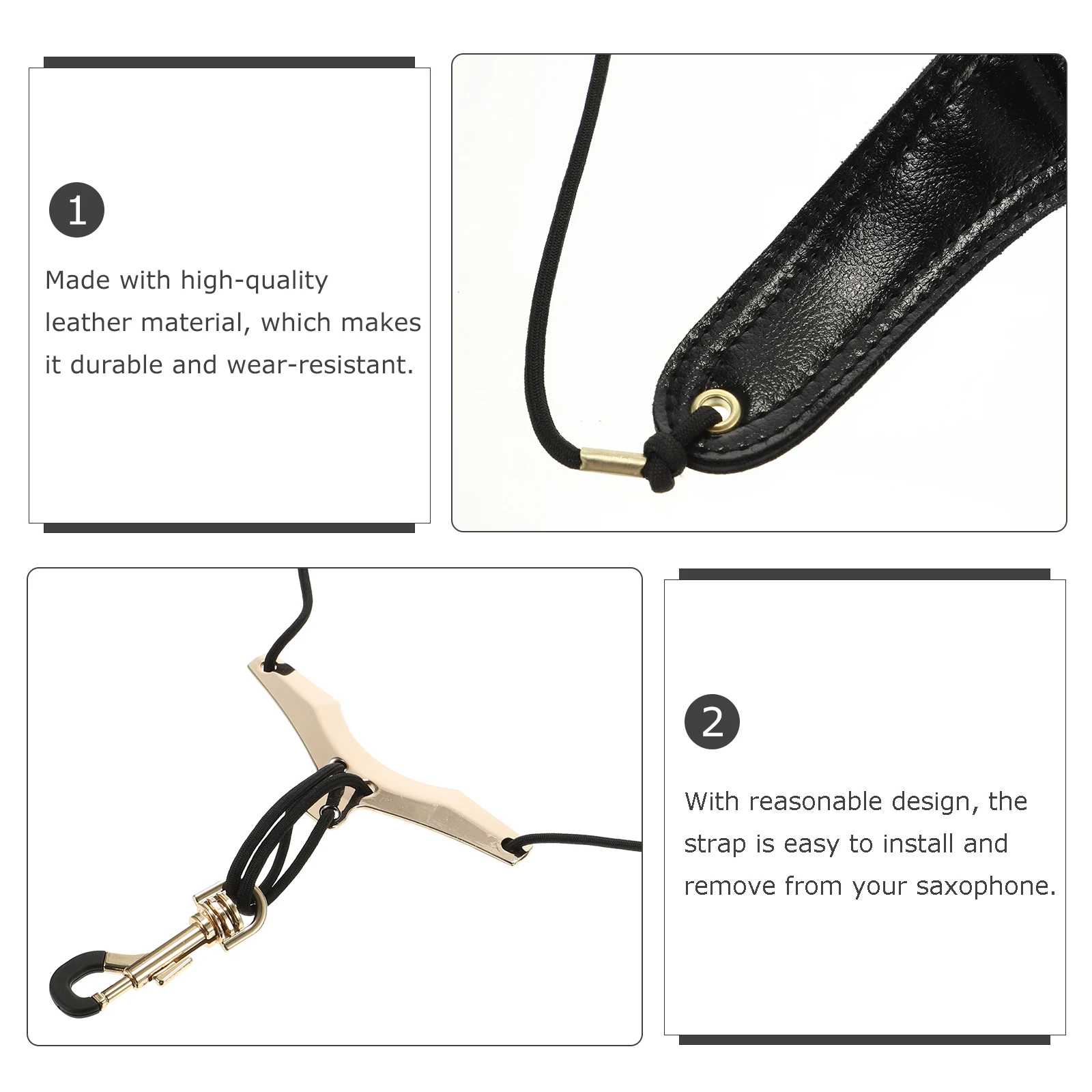 

1 pc Saxophone Strap Adjustable Comfortable Durable Wear-Resistant Easy Install Remove For Most Players Saxophone