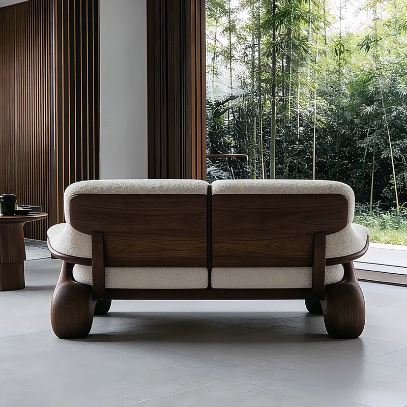 New Chinese Style Solid Wood Fabric Sofa Modern Simple Living Room Furniture Lazy Chair Customizable Sofa Chair