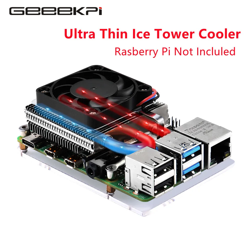 Geeekpi New  Ultra Thin Low-Profile Ice Tower CPU Cooling Fan Radiator Heatsink Cooler for Raspberry Pi 4  B