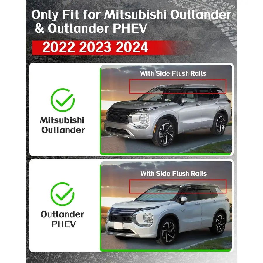 قضبان متقاطعة مناسبة لميتسوبيشي أوتلاندر 20222025 أمبير أوتلاندر PHEV 20232025 رف سقف من الألومنيوم قضبان متقاطعة ملحقات حامل البضائع