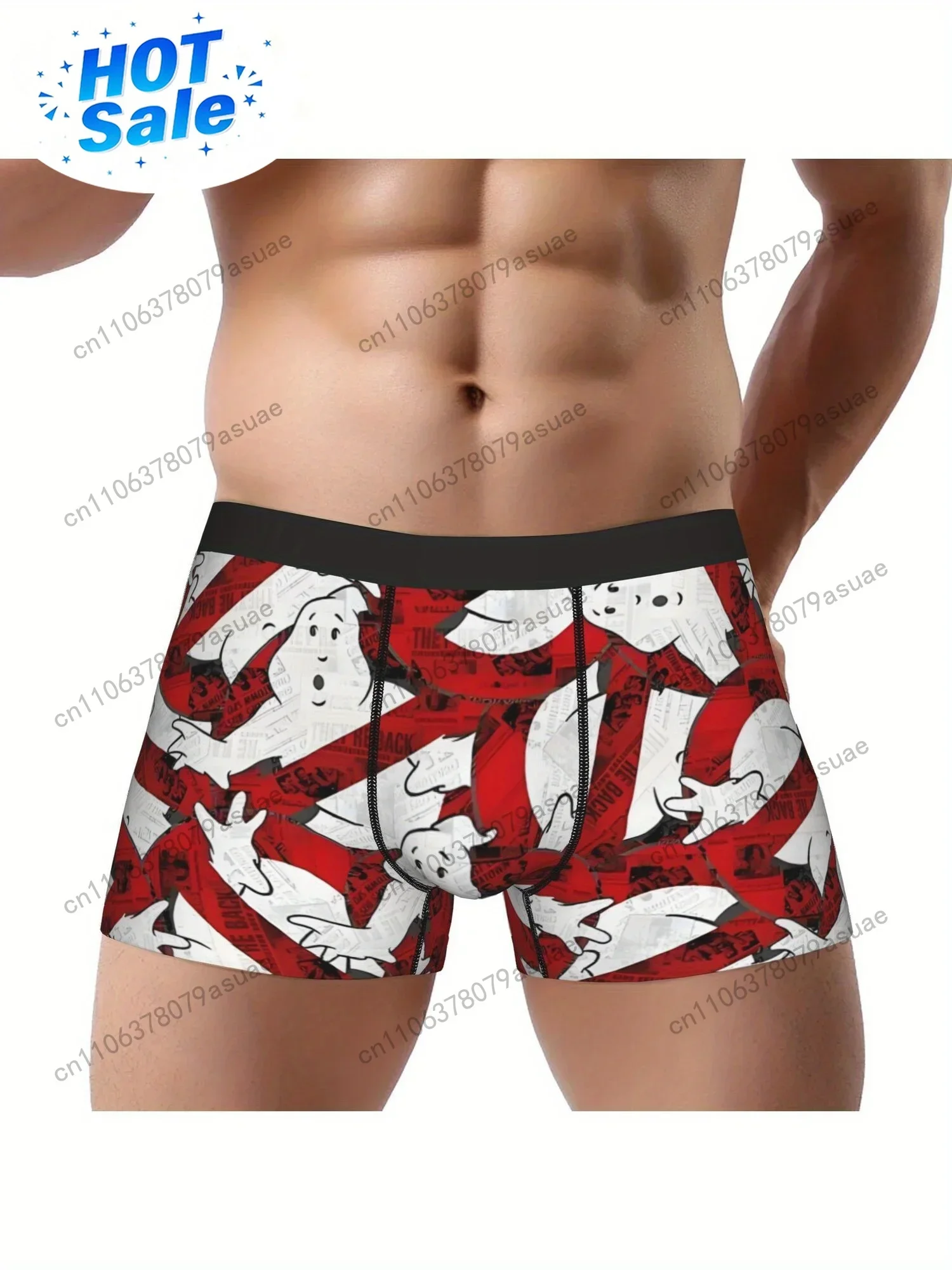 Ropa Interior Divertida de los Cazafantasmas, Calzoncillos Boxer o Shorts con Abertura Frontal Rojos y Blancos para Hombre | Machi Negro