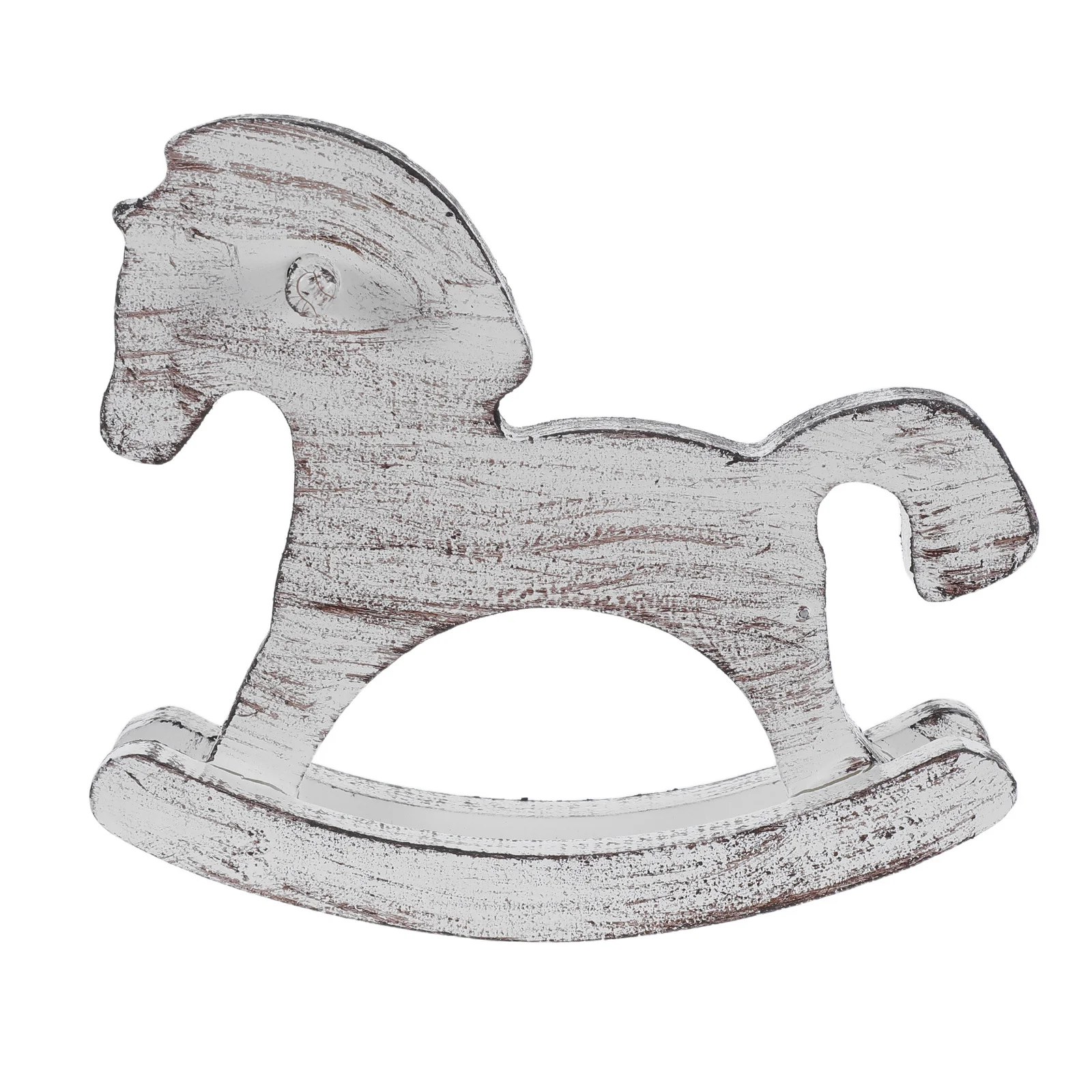 

Rocking Horse Statue Wooden Animal Sculpture Handcrafted Vintage Painted Decor for Bookshelf Office Desk Study Nostalgic Rustic