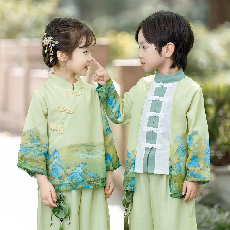 Hanfu Parent-child Clothing Hanfu Mid Autumn Festival Kindergarten Boy Costume Performance Costume Girl Hanfu Chinese Style