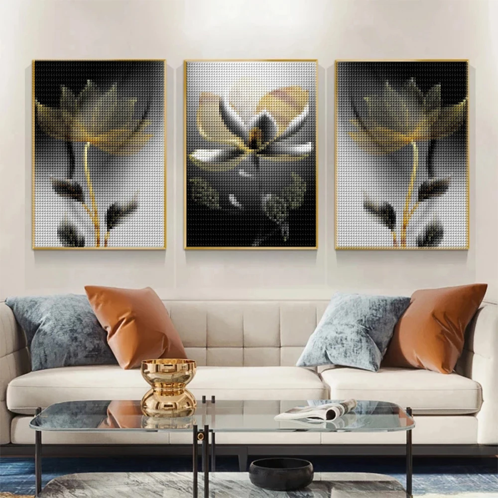 5D Diamond Painting Lotus Leaves Diamond Embroidery Canvas Poster Diamond Mosaic Rhinestone Picture Home Decoration Art