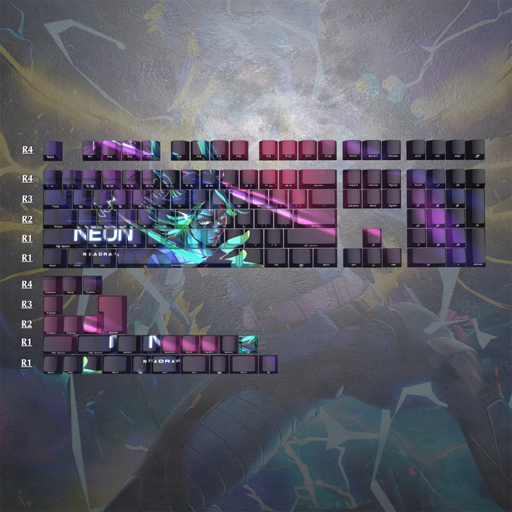 Valorant Keycaps Game Sage‌ Reyna Viper Killjoy Theme Personalized PBT Five-Sided Thermal Sublimation Cherry Profile Keycaps
