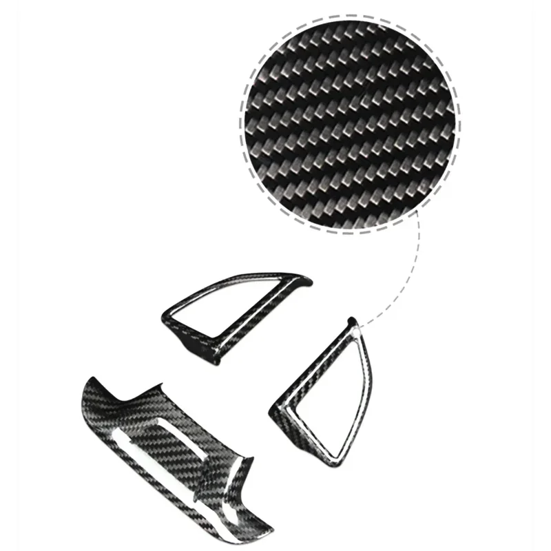 لشروليه كامارو ريال ألياف الكربون الجافة 16-2024 والعتاد عجلة القيادة مقبض مفتاح التشغيل ملصق غطاء أزرار تعديل إطار الكسوة #4